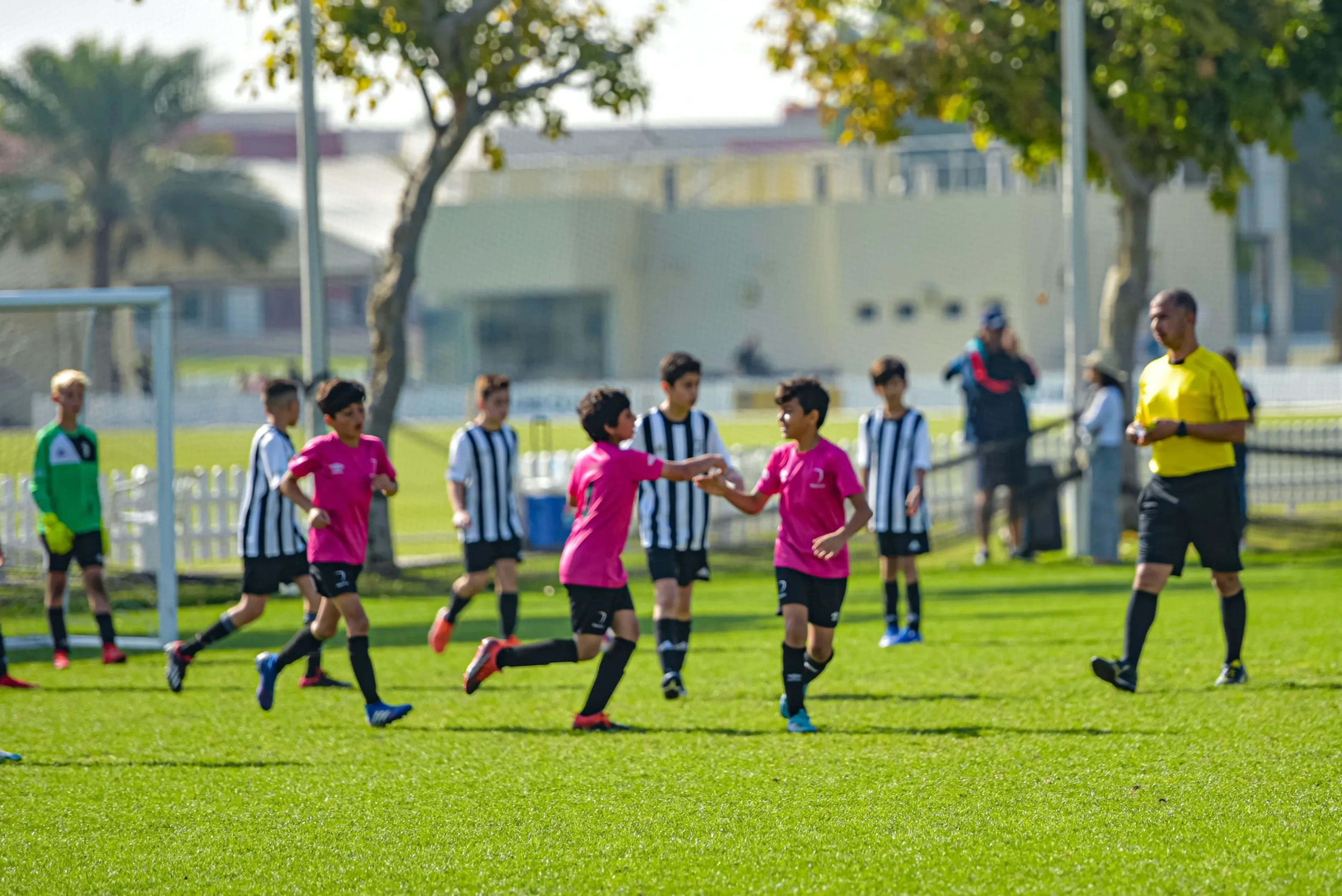 Youth playing soccer